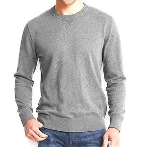 NWT Mens Gap Cotton Slub-knit Everyday Easy Crewneck Sweater in Light Grey Small
